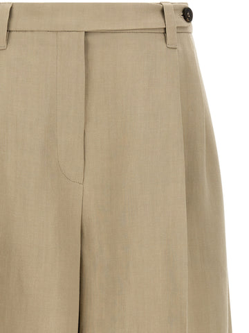 Beige Viscose Bermuda Shorts