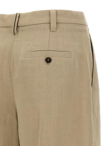 Beige Viscose Bermuda Shorts