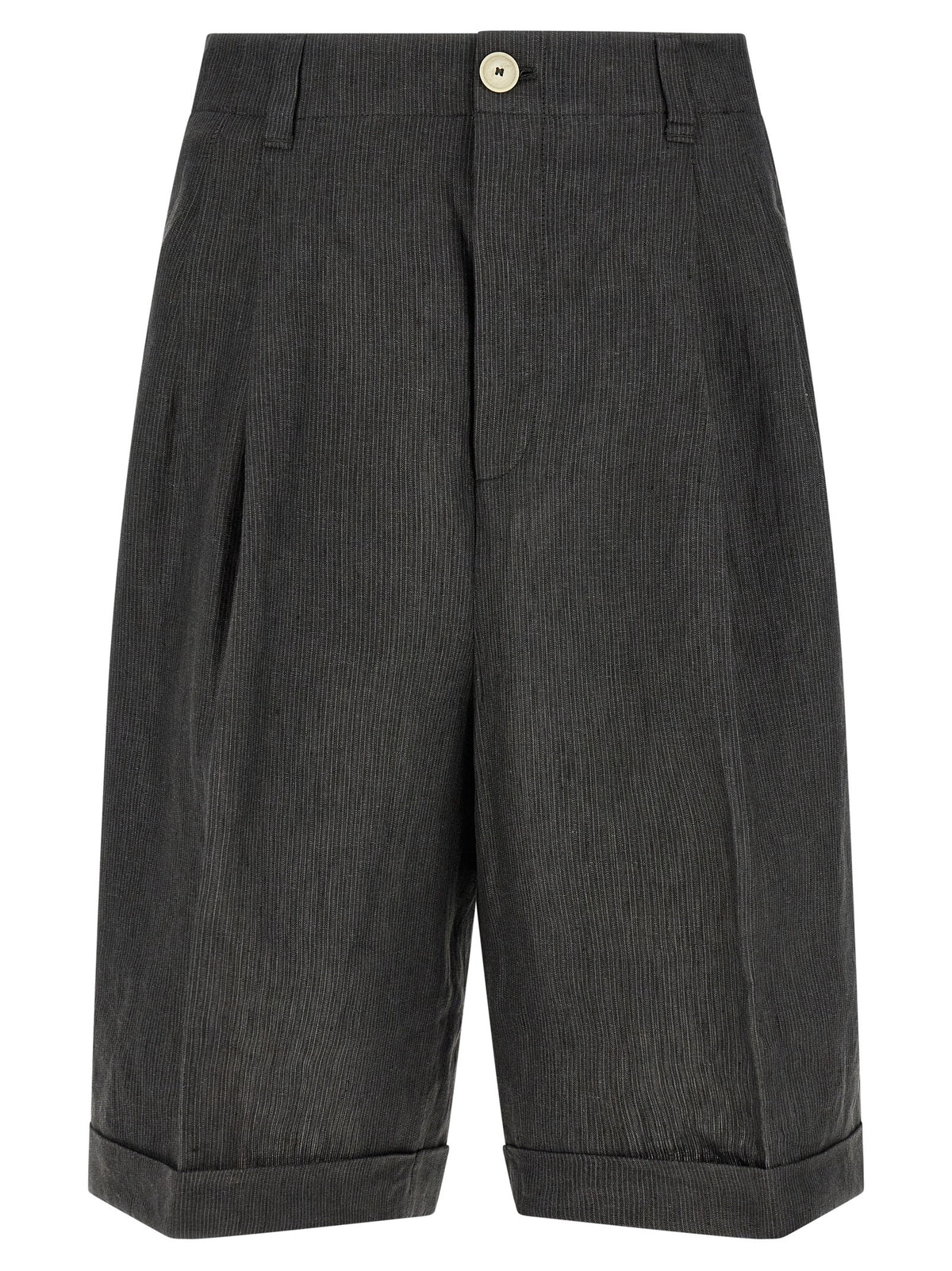 Gray Linen Bermuda Shorts