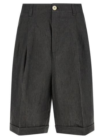 Gray Linen Bermuda Shorts