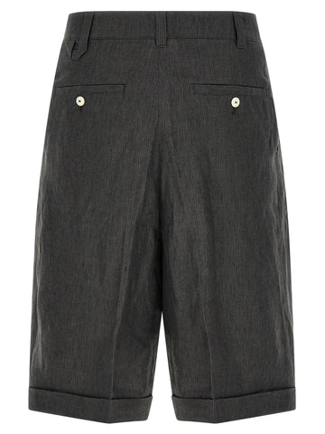 Gray Linen Bermuda Shorts