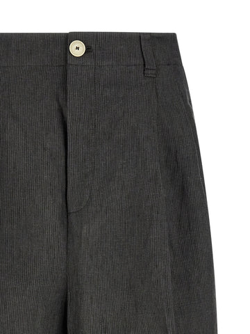 Gray Linen Bermuda Shorts