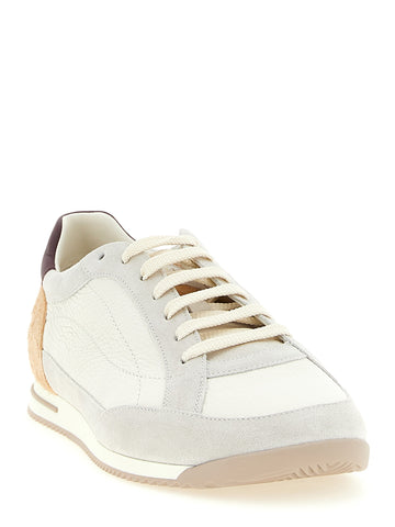 Beige Nubuc Leather Low Top Sneakers