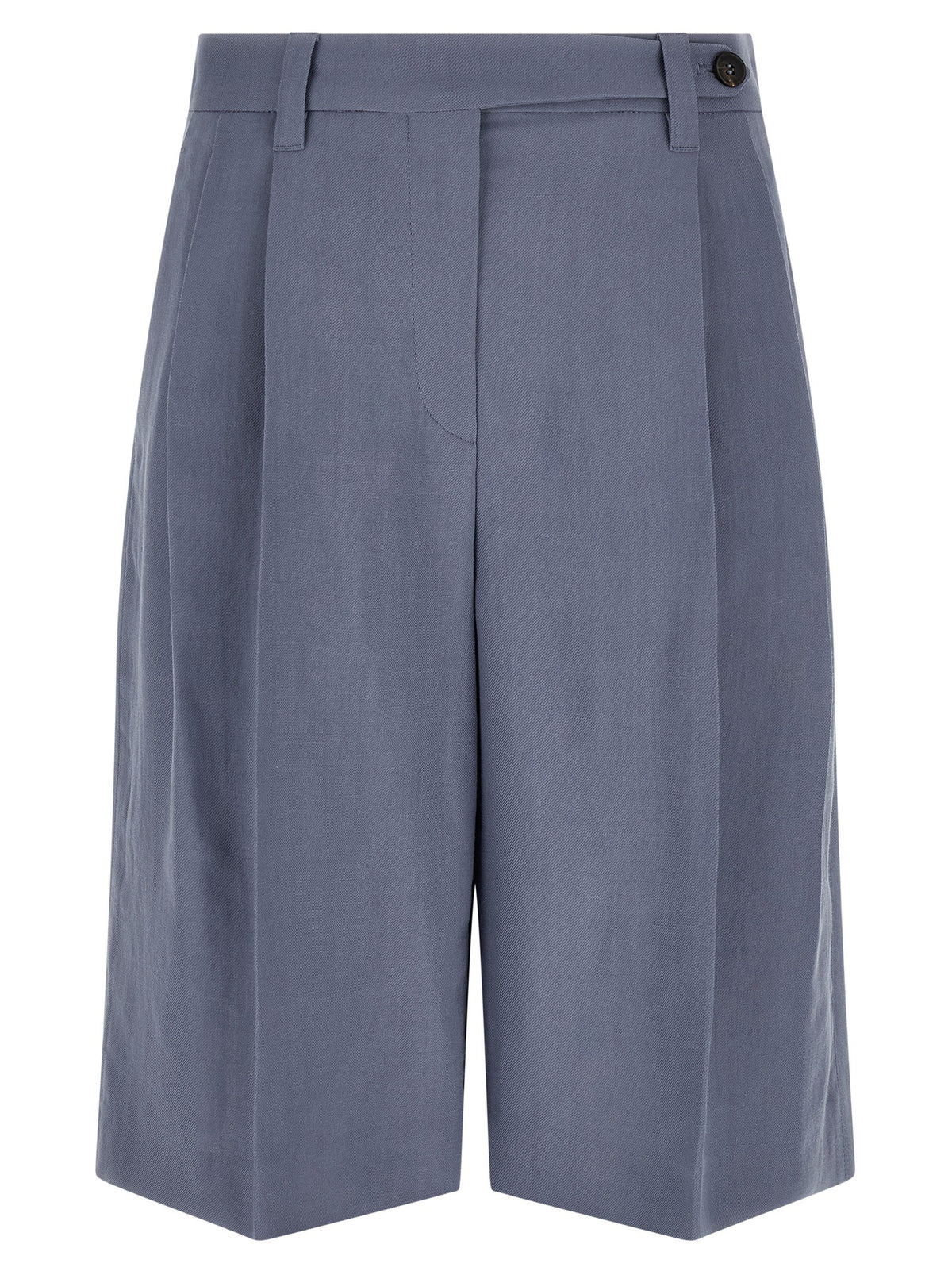 Blue Viscose Bermuda Shorts