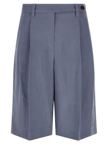Blue Viscose Bermuda Shorts