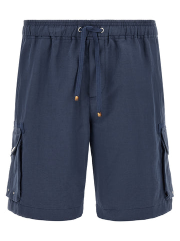Blue Linen Bermuda Shorts