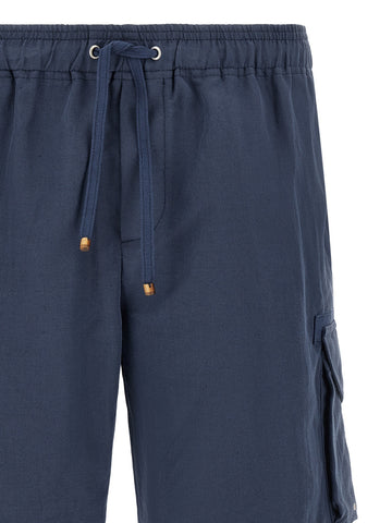 Blue Linen Bermuda Shorts