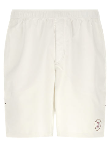 White Polyester Bermuda Shorts