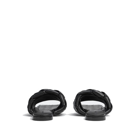 Black Lamb Leather Flat Sandals