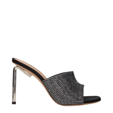Black Satin Stiletto Heel Sandals