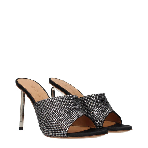 Black Satin Stiletto Heel Sandals