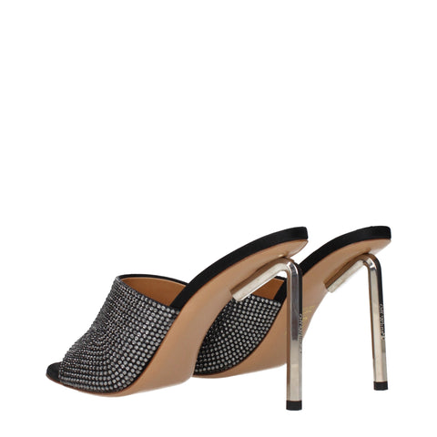 Black Satin Stiletto Heel Sandals
