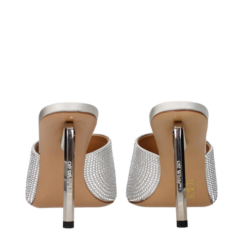 Gray Satin Stiletto Heel Sandals