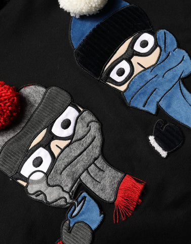 #dgfamily Black Cotton Hooded Men Sweatshirt Sweater