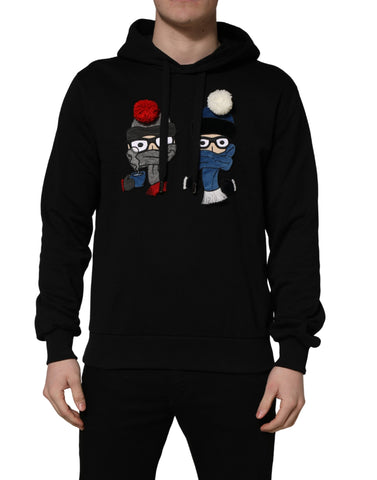 #dgfamily Black Cotton Hooded Men Sweatshirt Sweater
