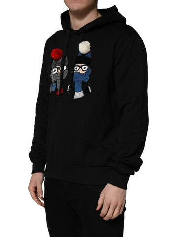 #dgfamily Black Cotton Hooded Men Sweatshirt Sweater