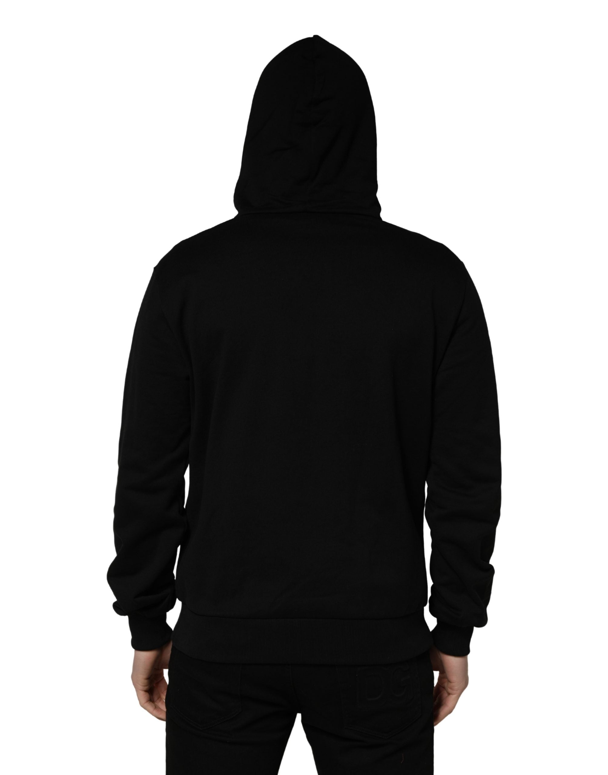 #dgfamily Black Cotton Hooded Men Sweatshirt Sweater
