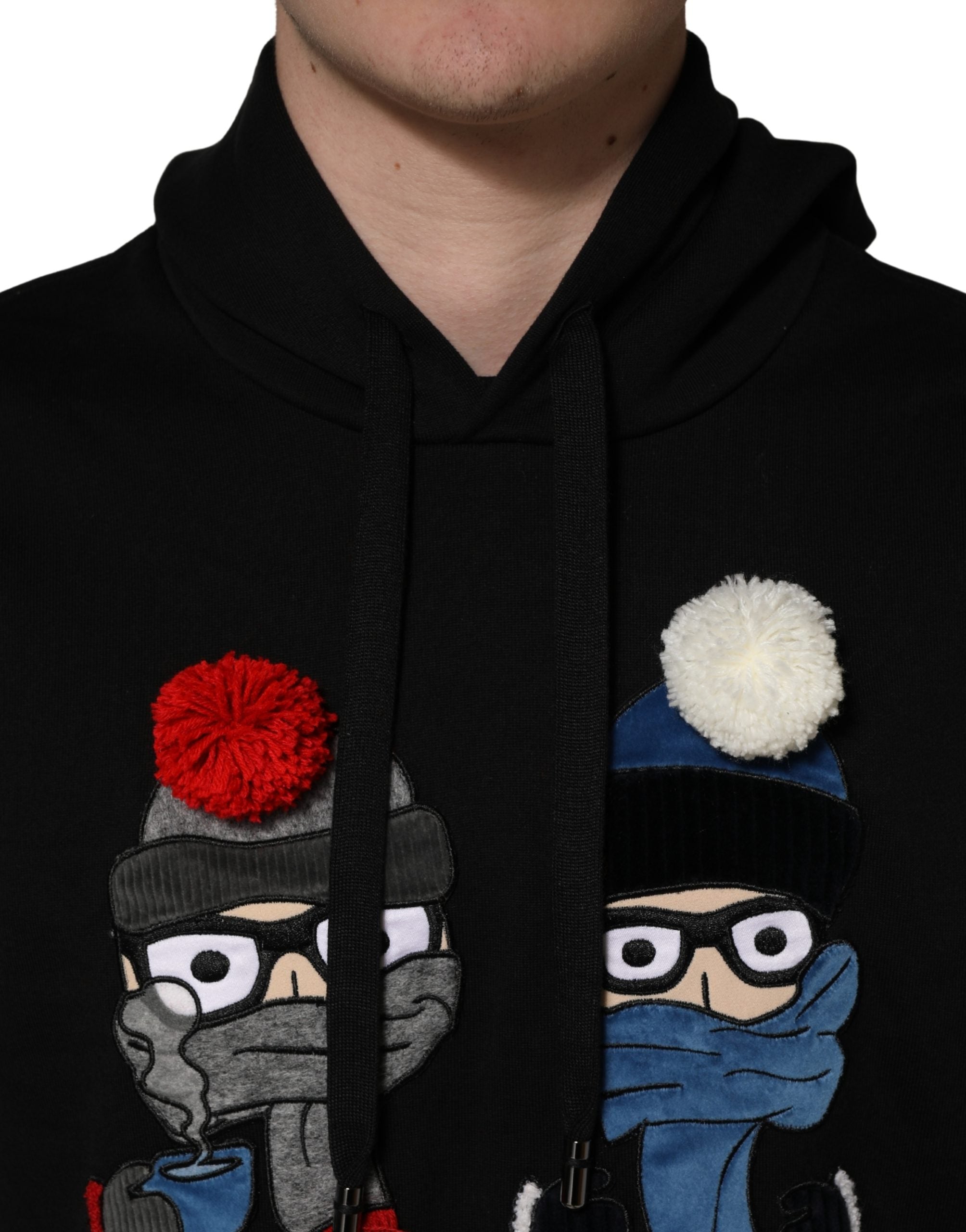 #dgfamily Black Cotton Hooded Men Sweatshirt Sweater