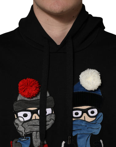 #dgfamily Black Cotton Hooded Men Sweatshirt Sweater