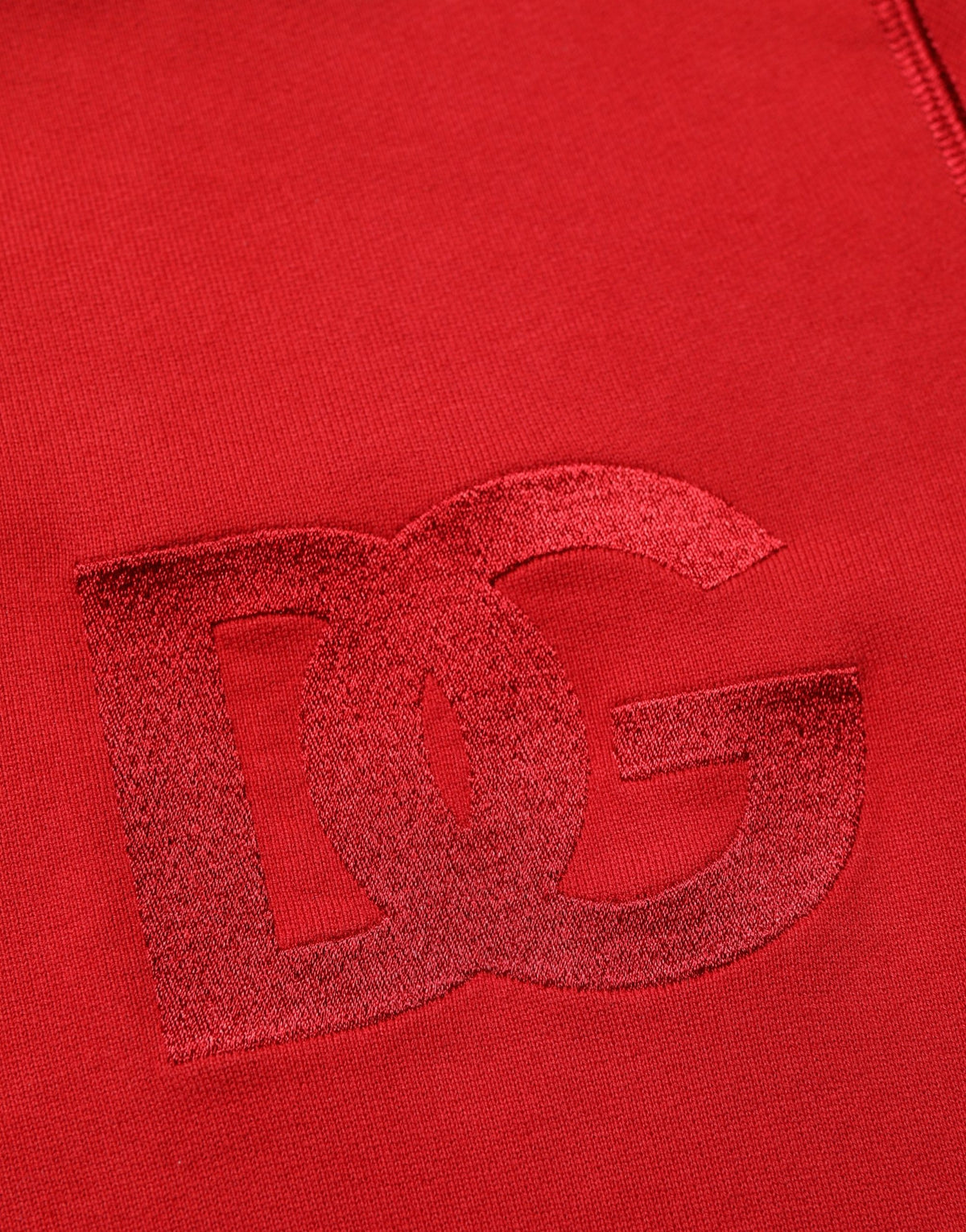 Red Embroidered Logo Hooded Full Zip Sweater
