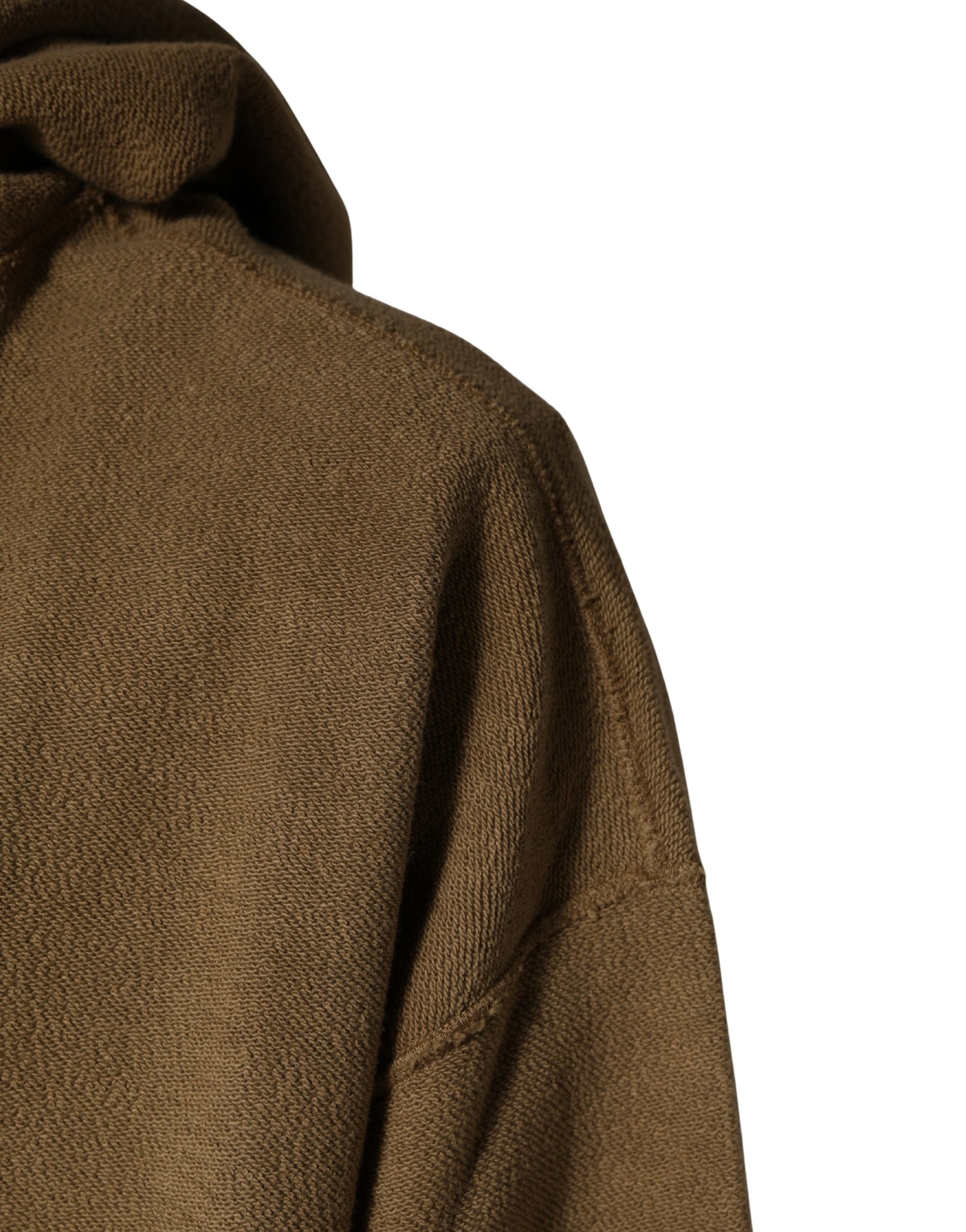 Brown Cotton Logo Coin Hooded Pullover Sweater