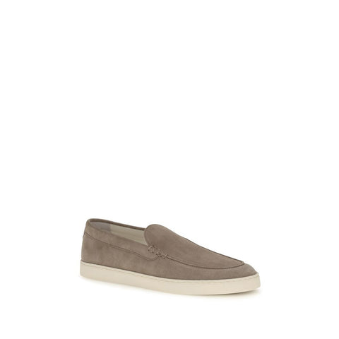 Gray Calf Leather Bos Taurus Slip-On Loafers