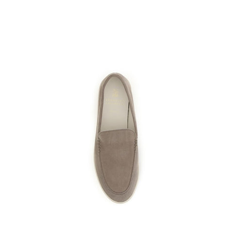 Gray Calf Leather Bos Taurus Slip-On Loafers