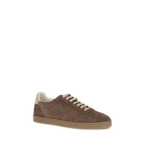 Beige Calf Leather Bos Taurus Low Top Sneakers