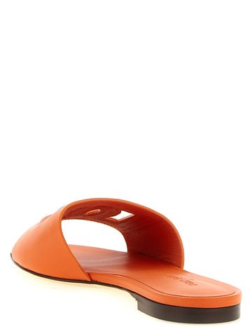 Orange Calfskin Slides