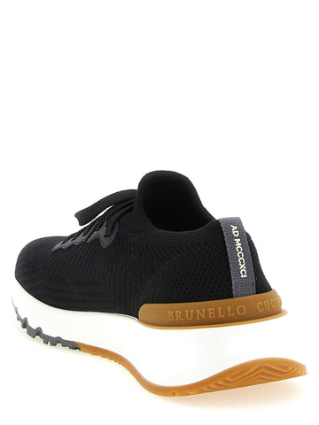 Black Polyethylene Athletic Sneakers