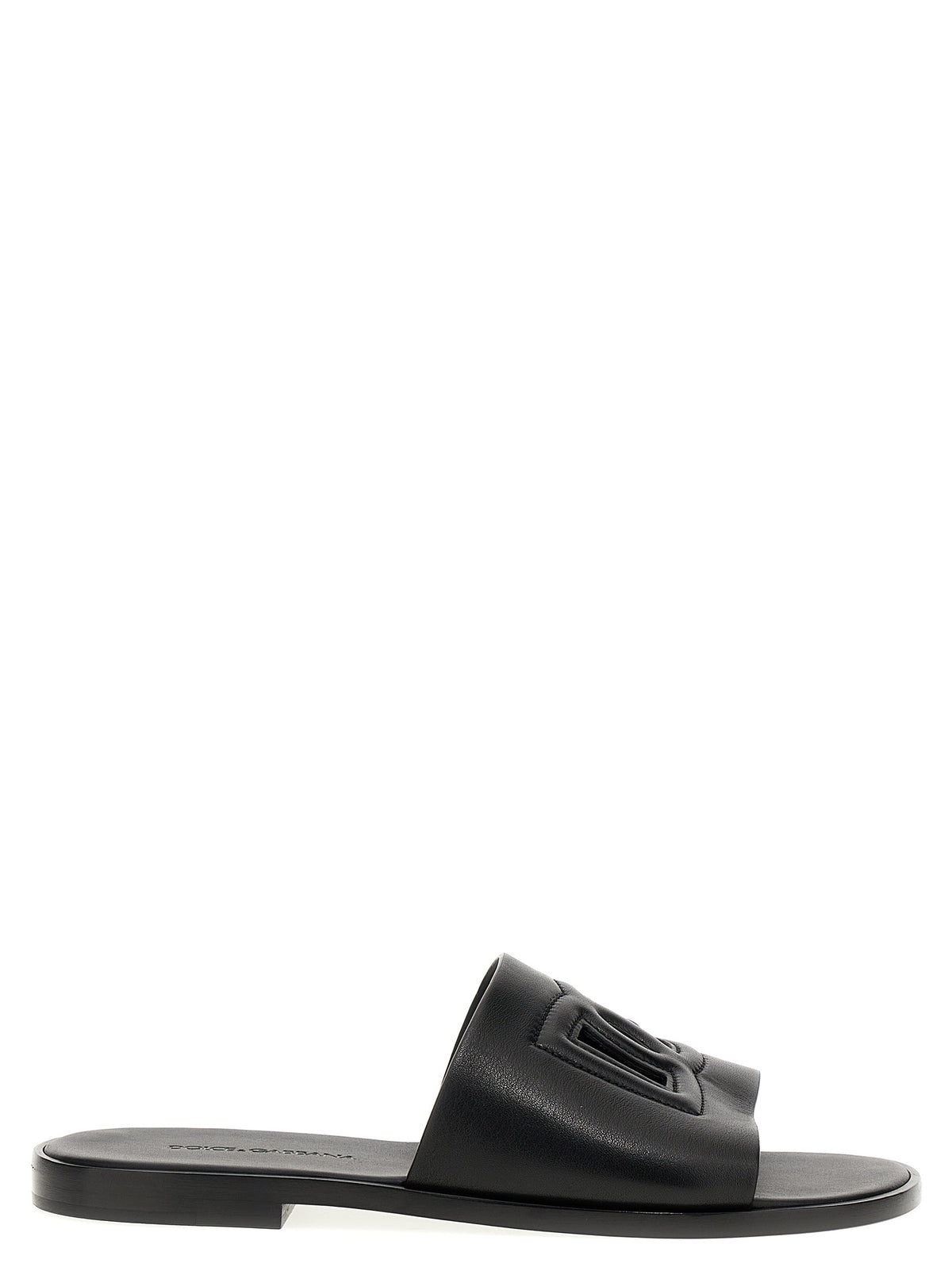 Black Leather Slides