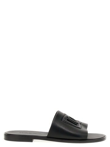 Black Leather Slides