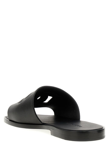 Black Leather Slides