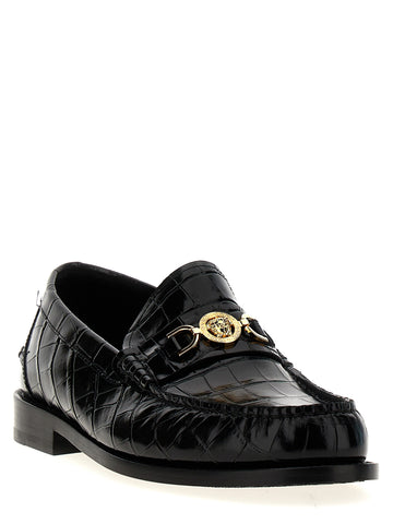 Black Velvet Leather Slip-On Loafers