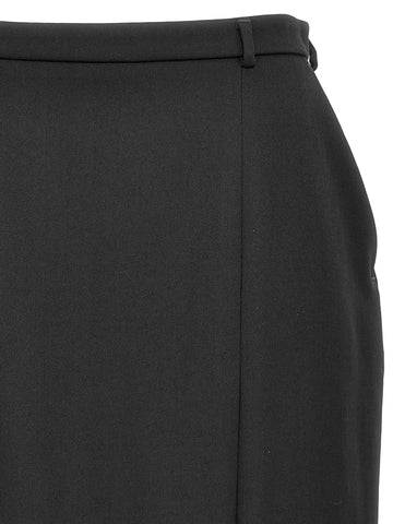 Black Virgin Wool Midi Skirt