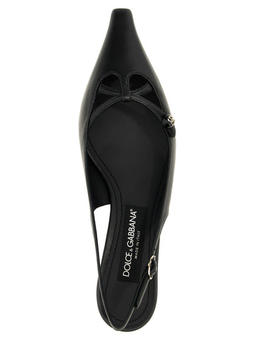 Black Lamb Leather Mid Heel Pumps