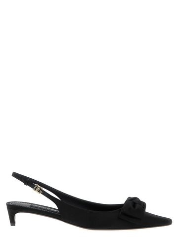 Black Viscose Mid Heel Pumps
