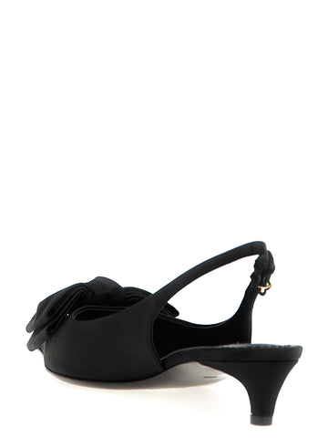 Black Viscose Mid Heel Pumps