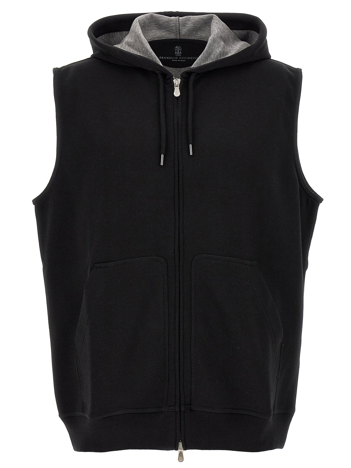 Black Cotton Sleeveless Jacket