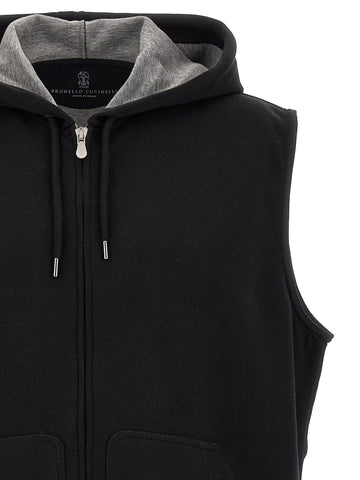 Black Cotton Sleeveless Jacket