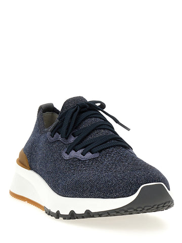 Blue Cotton Athletic Sneakers