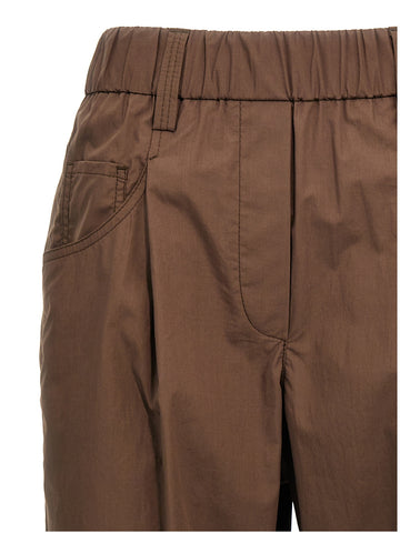 Brown Cotton Casual Pants