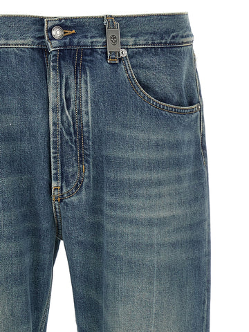 Blue Cotton Straight-Leg Jeans