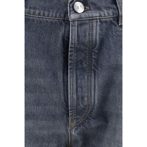 Gray Cotton Straight-Leg Jeans