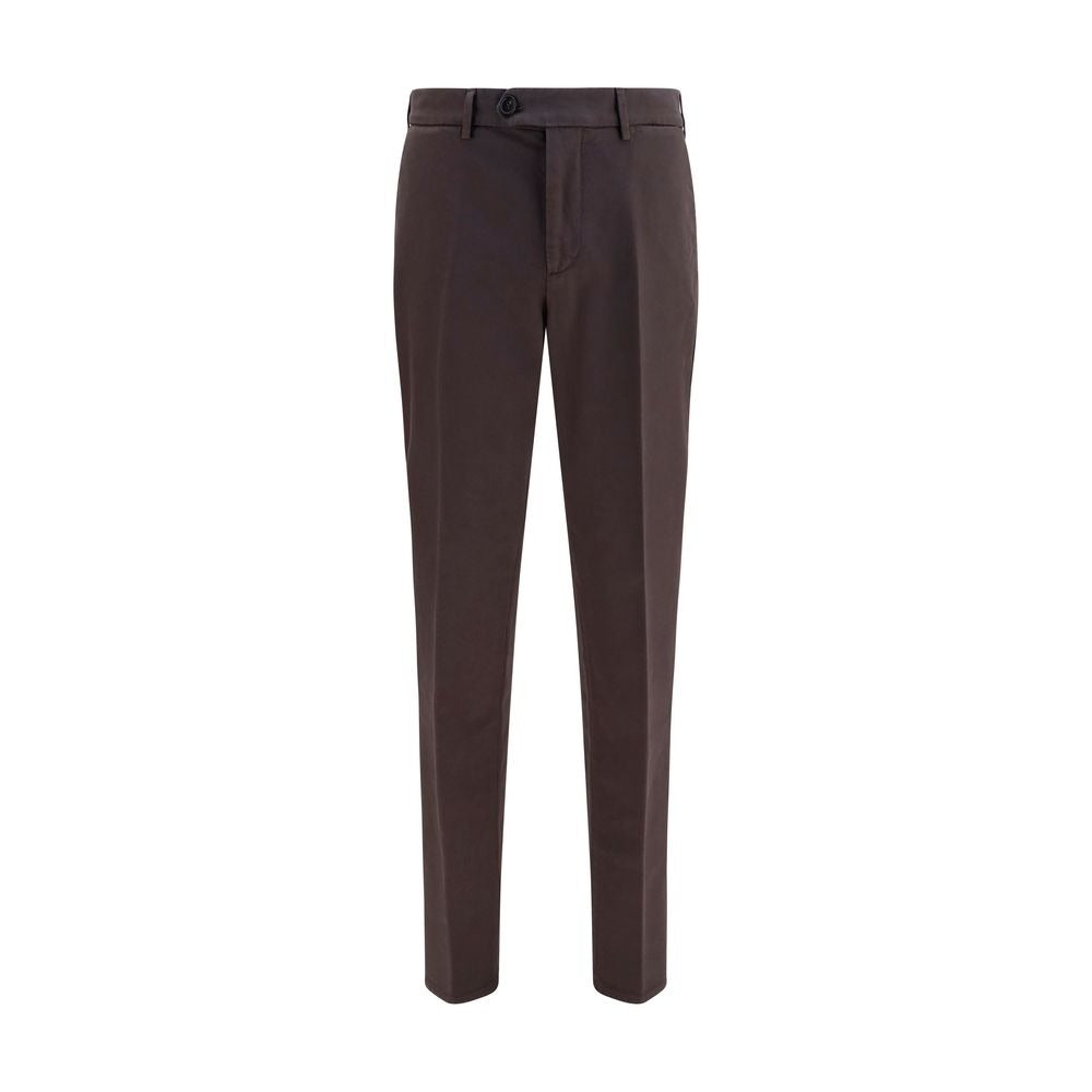 Brown Cotton Casual Pants