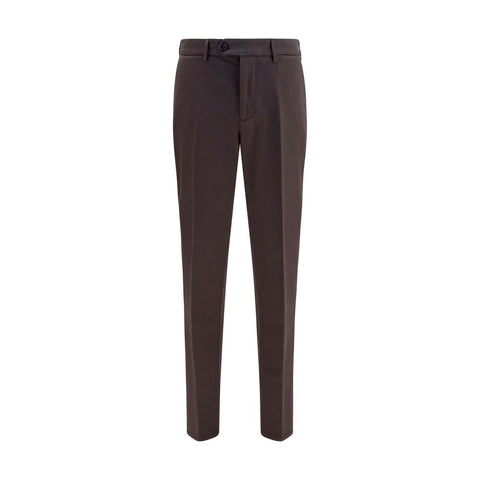 Brown Cotton Casual Pants