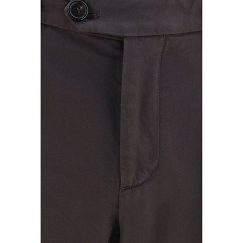 Brown Cotton Casual Pants
