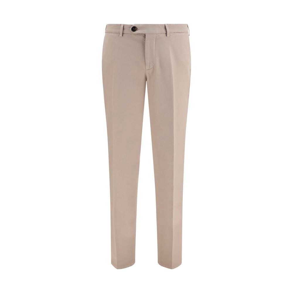 Beige Cotton Casual Pants