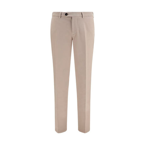 Beige Cotton Casual Pants