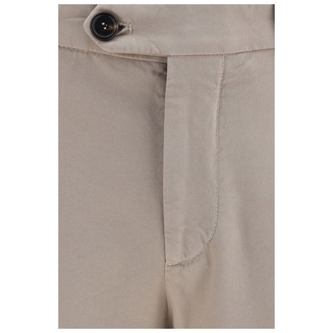Beige Cotton Casual Pants